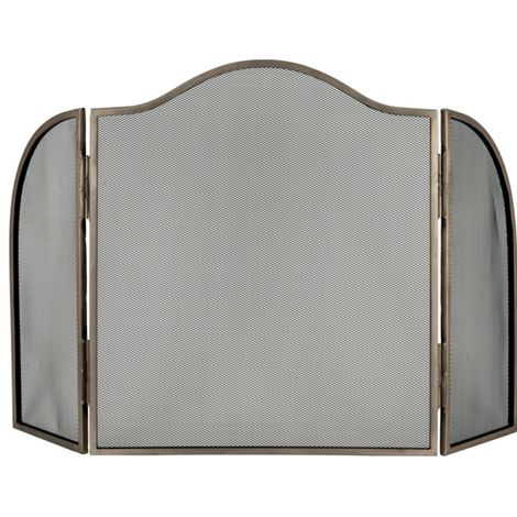 Antiqued Fire Screen - Metal - L3 x W65 x H65 cm - Silver