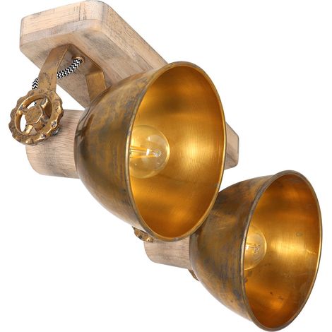 Mexlite - foco - Gearwood - bronce - metal madera de caucho - (1/4)