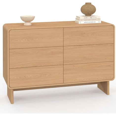 Kommode mit 6 Schubladen CAPUCINE 110 cm Buchenholzoptik abgerundetes Design