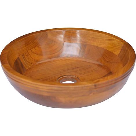 Waschbecken Massivholz Teak Φ40x10 cm vidaXL
