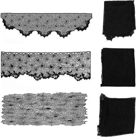 Ensemble de 3 décorations d'Halloween : abat-jour en dentelle en forme de toile d'araignée pour poêle (1/5)