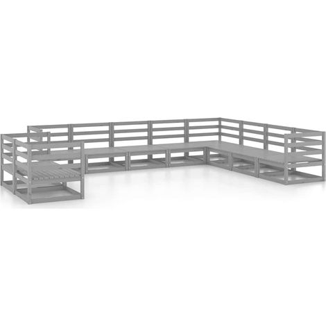 Maison Exclusive - Muebles de jardín 10 piezas gris madera de pin (1/5)