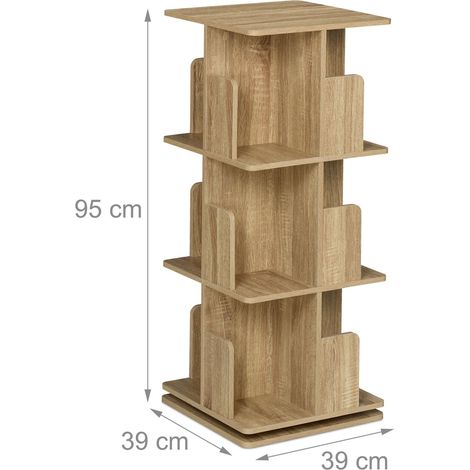Librería giratoria compacta moderna 125,5 x 39 x 39 cm ahorra espacio salón dormitorio de aglomerado natural 130016458 (1/3)