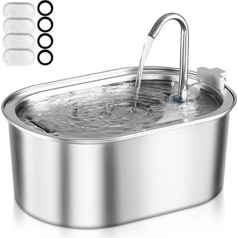 Fontaine À Eau Pour Chats - Acier Inoxydable 304 - 3,2 L Avec Pompe Silencieuse Et 4 Filtres Au Charbon Actif - Pour Chats Et Chiens (1/5)