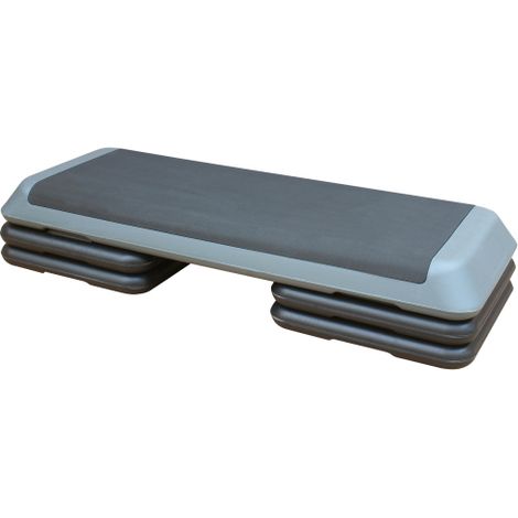 Step aerobico da 110 cm, altezza regolabile, con 4 rialzi, ideale per allenamento a casa, cardio e allenamento di forza (grigio) (1/5)