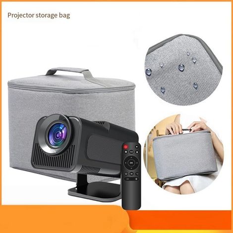 Sac de rangement gris hydrofuge particulièrement adapté au mini projecteur HY320, intérieur rembourré avec poignée de transport, espace pour projecteur, télécommande et accessoires de voyage et de ran (1/5)