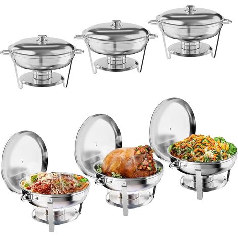 Ensemble de plat à réchaud, acier inoxydable, capacité de 5 quarts, 6pcs (1/2)