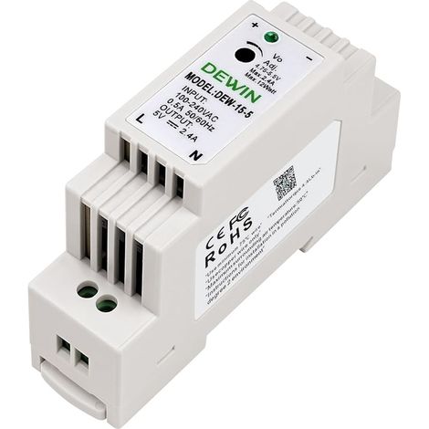 Alimentation sur rail DIN 5V 2.4 A 12W Transformateur sur rail DIN avec entrée 100-240V CA pour l'automatisation industrielle (1/5)