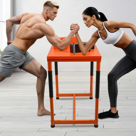 Professioneller Armwrestling-Tisch Aus Kunststoffbeschichtetem Stahl EVA Schaumstoff PU Holz Orange Mit Ellbogenschützern Verstellbaren Gewinnpolstern Für Wettkämpfe Fitnessstudio (1/5)