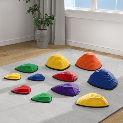 11 pierres d’équilibre 40x40x20,4 cm plastique multicolore, antidérapantes pour jardin – MEUBLIV (1/5)