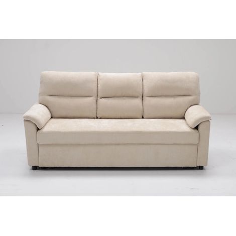 Sofá cama 3 plazas modelo Fleming tapizado textil beige, 192cm(ancho) 95cm(altura) 80cm(fondo). (1/5)