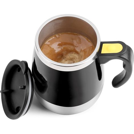 SJLERST Tasse à café à agitation magnétique en acier inoxydable électrique, tasse à mélange automatique noire (1/5)