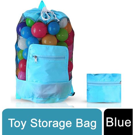 Doodle Kids Blue Nylon Toy Storage Bag 60 Portable Play Mat Organizer (1/5)
