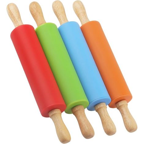 Mini-Nudelholz aus Holz – Antihaft-Silikon – 4 Stück (1/5)