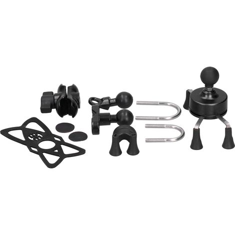 Support téléphone universel XGrip guidon, fixation moto vélo avec 13 accessoires, compatible iPhone 7/8/SE/X/XS/XR, noir étanche robuste (1/5)