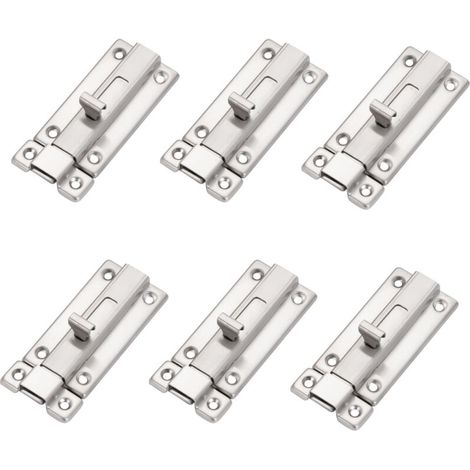 Boulons de porte,2 pièces Loquets de porte de sécurité en acier inoxydable de 4 pouces avec vis pour tous les types de portes internes (1/5)