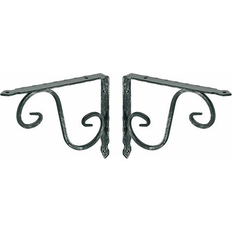 2x Equerre console rigide acier forgé noir antique 150 x 115mm vintage capacité de charge 15kg par pièce rustique Meuble Etagère Armoire Support Renfort Décoration ancien Tablette Fixation (1/2)