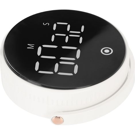 Minuteur numérique LED 3 en 1 rotatif magnétique silencieux, coque ABS, boutons silicone, minuterie de cuisine blanche (1/5)