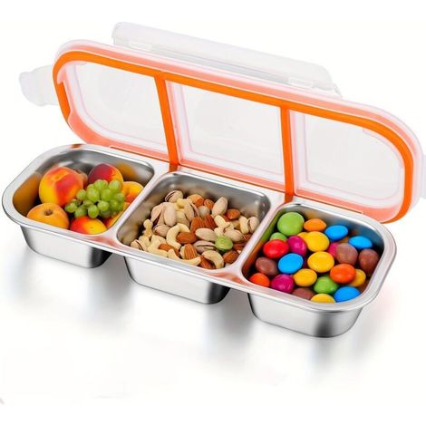 Boîte repas compartimentée 600ml en acier inoxydable, boîte de rangement alimentaire étanche, anti-fuite, pour école et bureau