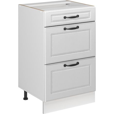 Mobiletto base per cucina R-Line, Bianco country/Bianco, 50 cm senza piano di lavoro, Vicco (1/5)