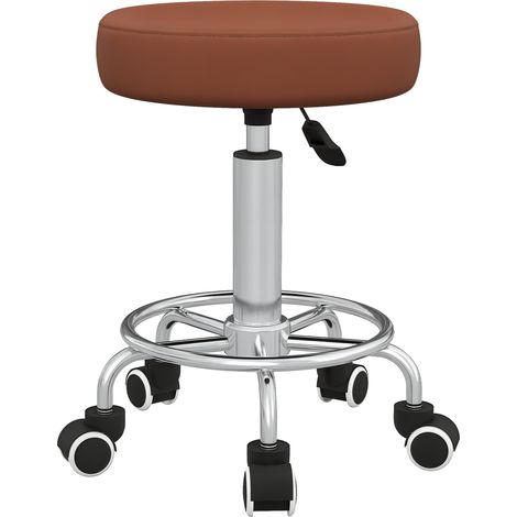 Vinsetto Round PU leather Salon Beautician Stool Adjustable Height Brown (1/5)