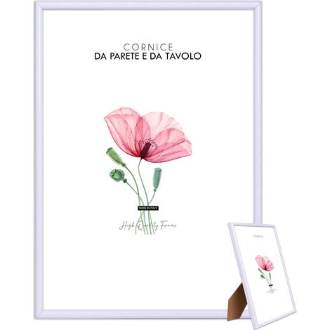 Lupia - Cornice portafoto in plastica PERFECT BIANCA da parete o da tavolo, sottile con design elegante e minimal, per foto, stampe artistiche, poster, quadri moderni, Facile da appendere 13x18 cm