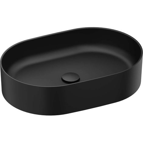 Ravak Ceramic - Lavabo da appoggio, 55x37 cm, senza troppopieno, nero opaco XJX0D155000 (1/5)