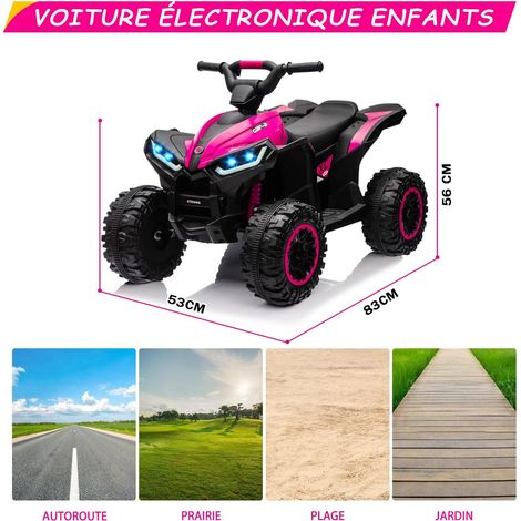 12V Quad électrique pour Enfants, Mit 2X35 W Moteurs Puissants, Quad Enfant avec Musique, Télécommande,Klaxon et Lampe Frontale pour Enfant de 3 à 8 Ans