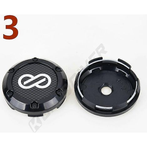 4 cache-moyeux sport Enkei avec logo, autocollant argenté et noir, diamètre extérieur 66 mm / diamètre intérieur 62 mm, lot de 3 (1/5)