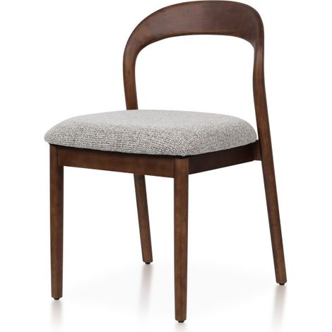 Chaise Elena en Bois d'hévéa et Tissu chiné rembourré brun (1/5)