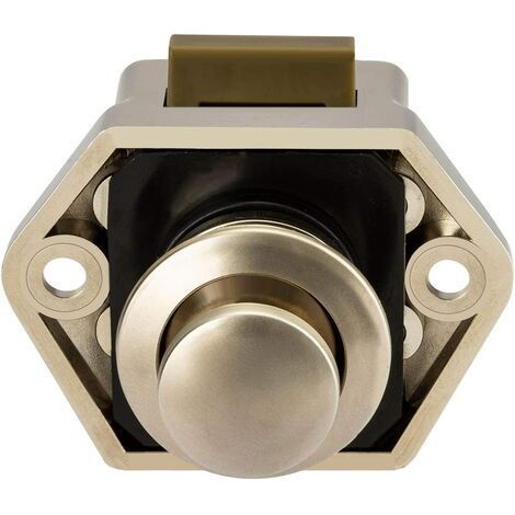 Bouton poussoir Loquet - sans clé Serrure de meuble Fermoir Bouton de porte de placard pour RV caravane de moteur 2 pièces Nickel (1/5)