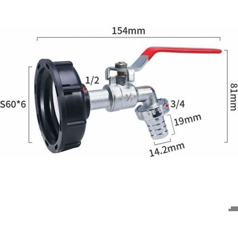 Robinet pour cuve IBC - Nosheir - Résistant au gel - Double robinet en laiton - Adaptateur pour réservoir IBC (1/4)