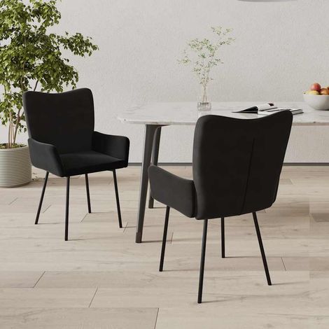 vidaXL Sillas de comedor 2 unidades terciopelo negro (1/5)