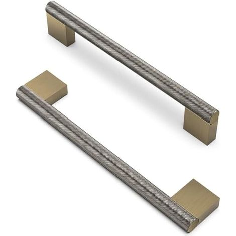 10 pièces Boutons d'armoire moletés Poignées Laiton antique brillant Espacement des Trous de 160 mm Poignées de Meubles Poignées de Placard Poignées de Cuisine Poignées de Tiroir de Meubles (1/4)