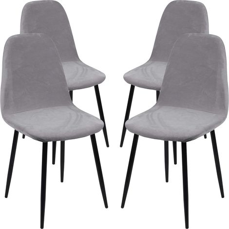 Housses de Chaise Scandinaves en Velours,Lot de 4 Housses de Chaise de Salle à Manger Extensible,Amovible Lavable Couverture de Chaise pour Décoration d'intérieur/Cuisine/Hôtel,Gris