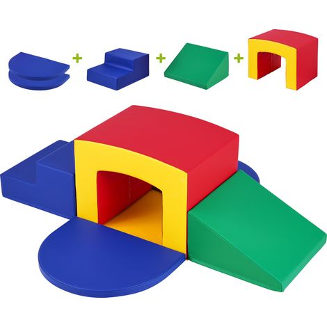 Mophorn Juguetes de escalada para niños pequeños en interiores, 5 PCS de equipo de juego para escalar, gatear y túneles, laberinto de túnel de espuma con escaleras y rampa, para niños en edad preescol (1/5)