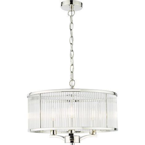 Eveyln Suspension cylindrique à 3 ampoules, verre nickel poli (1/5)