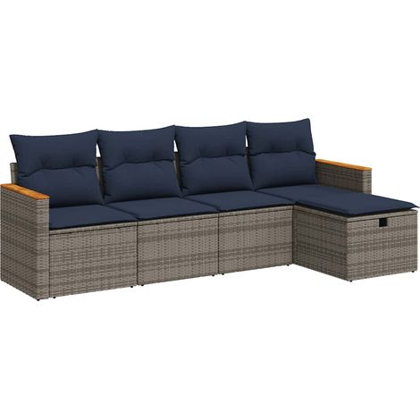 Maison Exclusive - 5-tlg. Garten-Sofagarnitur mit Kissen Grau Pol (1/5)