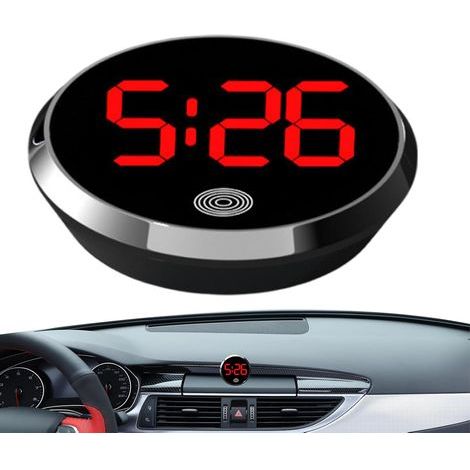 Digitale Mini-Autouhr, kleine wasserdichte Digitaluhr - selbstklebendes Autozubehör mit klarem LCD-Bildschirm, geeignet für das Armaturenbrett im Fahrzeuginnenraum. (1/5)