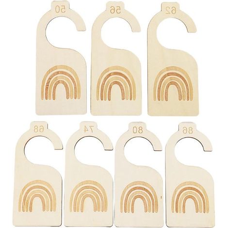 Cintre pour vêtements de bébé - séparateur de penderie - organisateur de chambre d'enfant - ensemble de 7 pièces - 8 x 18 cm - couleur bois (1/5)