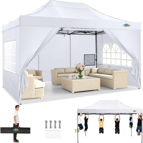 Faltpavillon 3x4.5m wasserdicht, UV-Schutz 50+, mit 4 Seitenteilen (1/5)