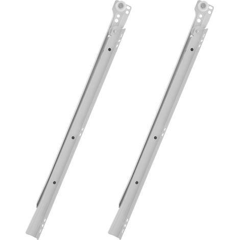 Rails de Tiroir Blancs en Acier Laminé à Froid 2pcs Extension Complète Silencieuse et Structure Monobloc pour Meubles et Commodes (1/5)