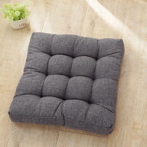 Couleur Unie Coussin pour Chaise de Salle à Manger, Coton Lin Coussin de Chaise Galette de Chaise Doux Coussin de Chaise de Jardin Chic Coussins de Chaises Epais (53x53cm,Gris foncé) (1/4)