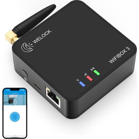 WIFIBOX pour serrure connectee porte entree, Passerelle cylindre electronique commande à distance, Smart lock gateway, Connexion vocale (1/5)