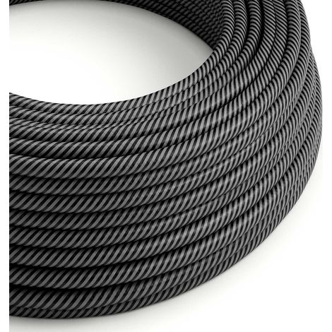 Creative-Cables Cavo elettrico rivestito in tessuto, 2 x 0,75 mm², 50 m, Grafite-Nero ERM38, Rotondo, effetto seta