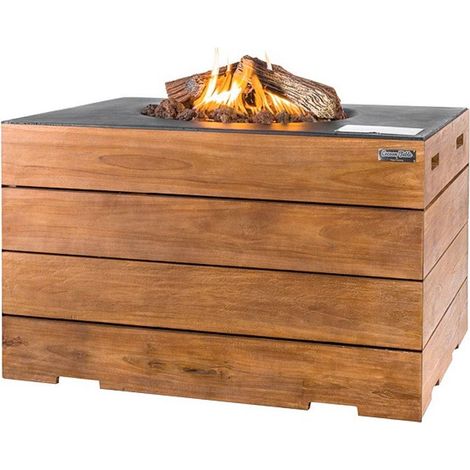 Happy Cocooning Mania Lounge&Dining Feuertisch rechteckig Teakholz/schwarz 19,5 kW (1/3)