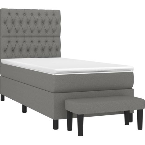 Cama box spring con colchón tela gris oscuro 90x190 cm vidaXL (1/4)