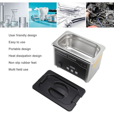 Nettoyeur ultrasonique Portable de grande capacité, 40KHz, 800ml, Machine de nettoyage ultrasonique à faible bruit pour bijoux en verre (1/5)