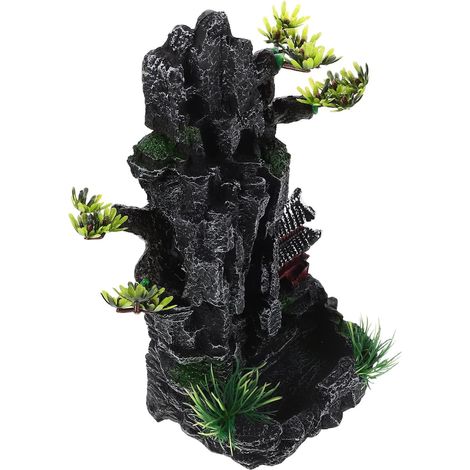 Décoration Aquarium Roche Résine Épaisse Abri Poisson Décor Paysage Montagne Artificielle pour Habitat Crevettes (1/4)