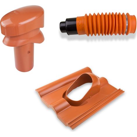 Klöber-Set7 Dachentlüftung DN110 Rot kurz Frankf. Pf. Dachentlüfter (1/5)
